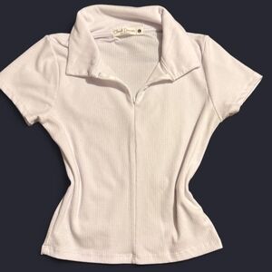 Chadwicks Women's White Collared Top